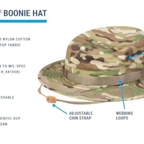Woodland Sun Hat Boonie 3 Military Boonie Hat Nyco Ripstop Adjustable Chin Strap Sun Protection